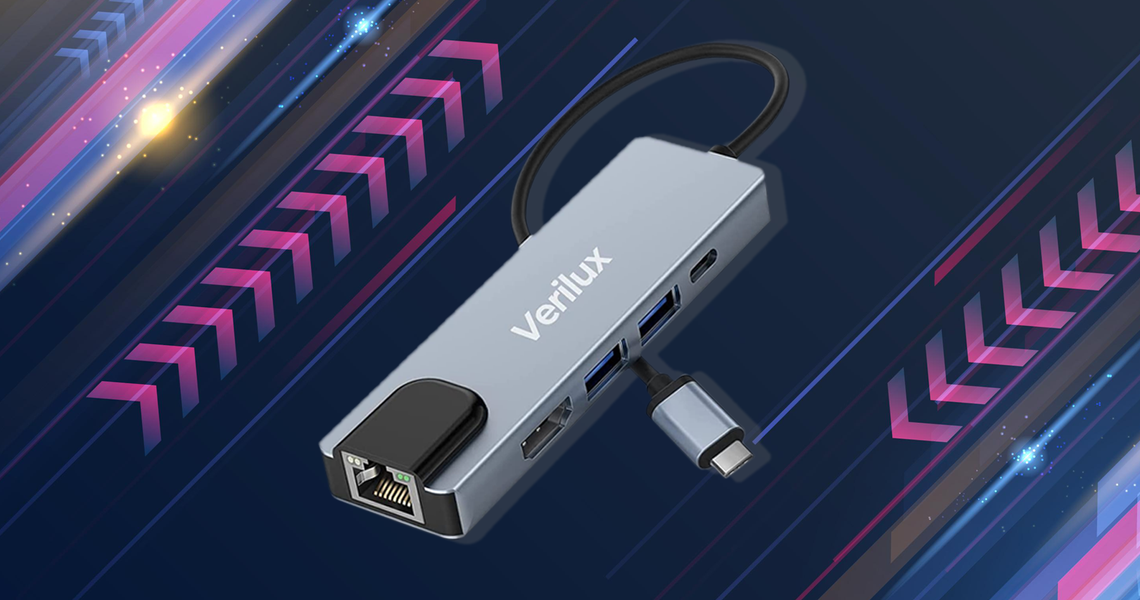 Verilux® USB C Hub, 5-in-1 Multiport Adapter Type C Hub