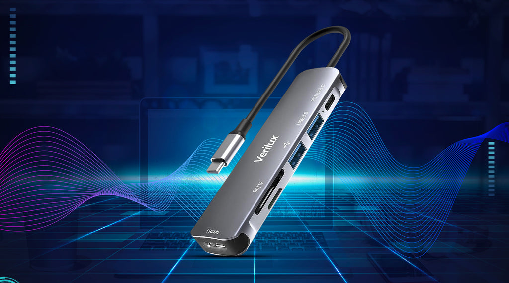 Verilux® USB C Hub, 6 in 1 Aluminum Multiport Adapter
