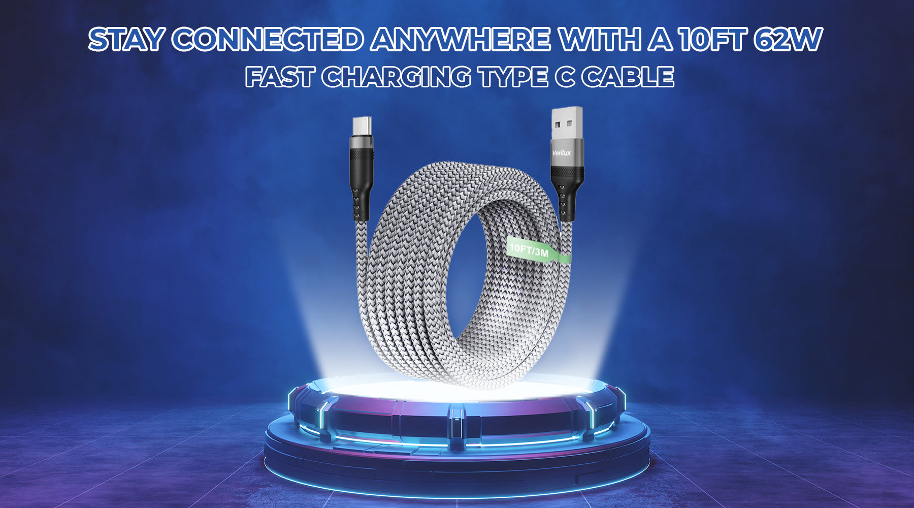 Stay Connected Anywhere with a 10Ft 62W Fast Charging Type C Cable