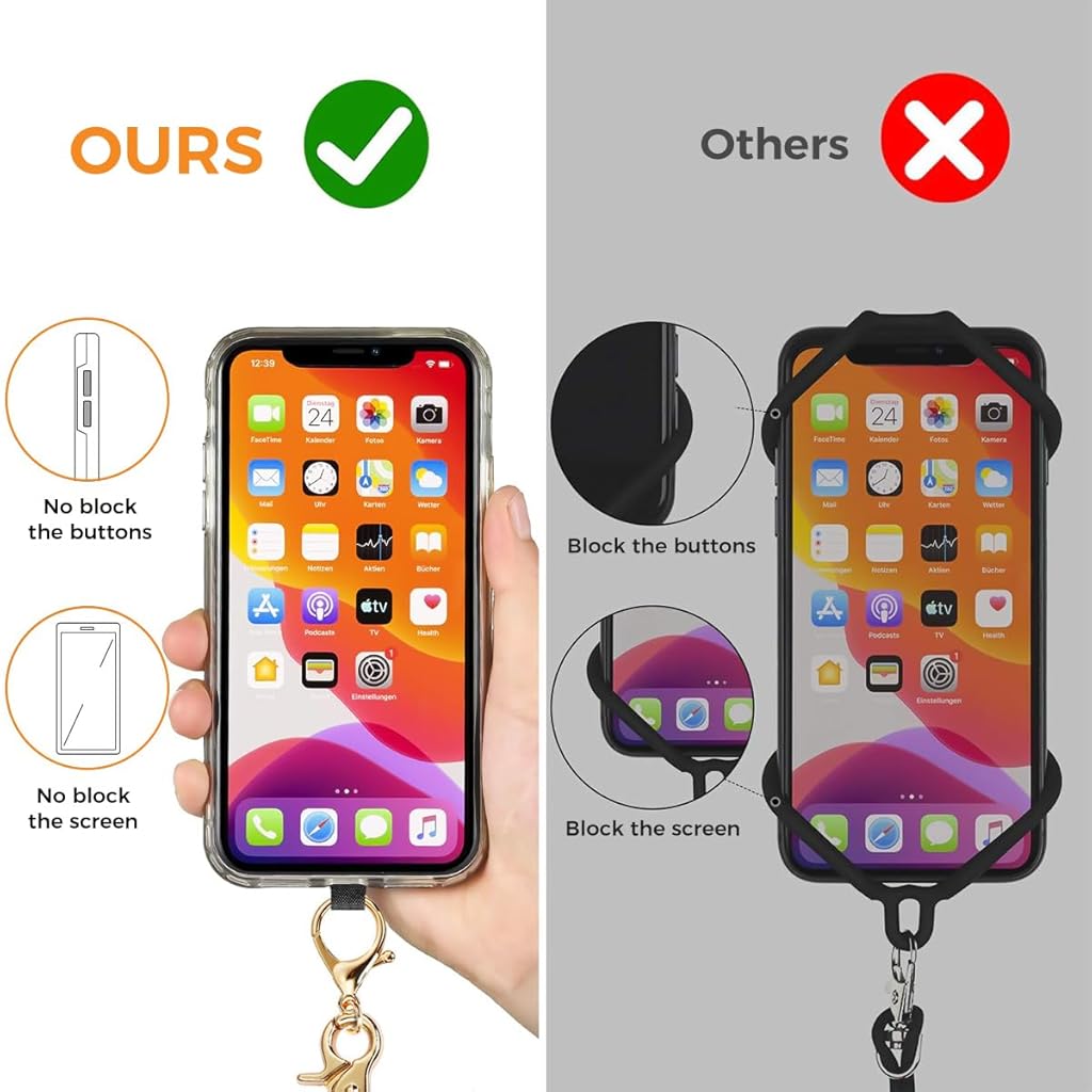 ZORBES® Women Phone Lanyard with Phone Case Insert Pieces, Wrist Strap, Keyrings, Phone Loop Strap, Fashion Geometric Print Cell Phone Lanyard Strap Quick Release Travel Cell Phone Sling Strap