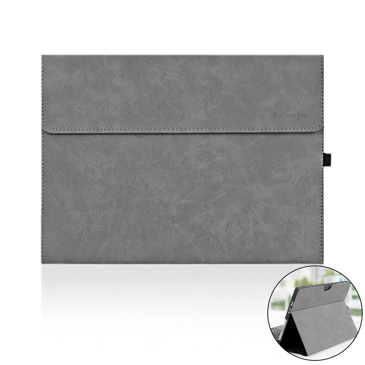 ZORBES® Laptop Case for Surface Pro 9 Anti-Scratch Protective Case Fashion Solid Color TPU Case with Pen Holder, Case for Surface Pro 9, Not Include Surface Pro 9 or Keyboard or Stylus Pen, Grey