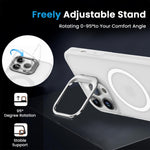 ZORBES® Phone Case for Phone 16 Pro Sleek White TPU Matte Phone Case with Lanyard 2 in 1 Magnetic Lens Protector Frame Design, Magnetic Phone Case for Mag Safe Support Wireless Charging