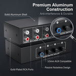 ZORBES® 4-Port Audio Switch Box 4-in-1 Out RCA 3.5mm Selector