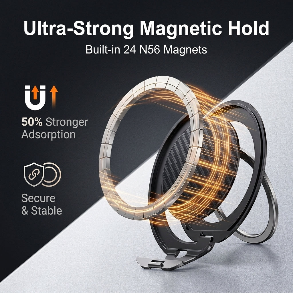 ZORBES® S Magnetic Phone Grip for MagSafe 360° Ring Kickstand Carbon