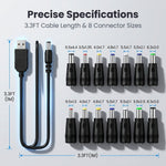 Verilux® USB to DC 12V Power Cable with 8 DC Adapters 3.3Ft/1M