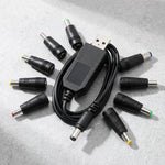 Verilux® USB to DC 12V Power Cable with 8 DC Adapters 3.3Ft/1M