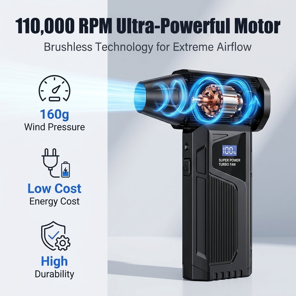 ZORBES® 110000RPM Compressed Air Duster 4-Speed Turbo Fan 4000mAh