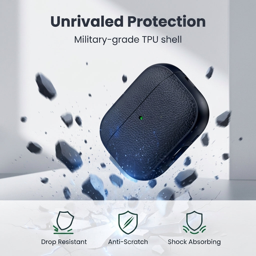 ZORBES® TPU Case Compatible with AirPods Pro 3 Orange Lychee Pattern