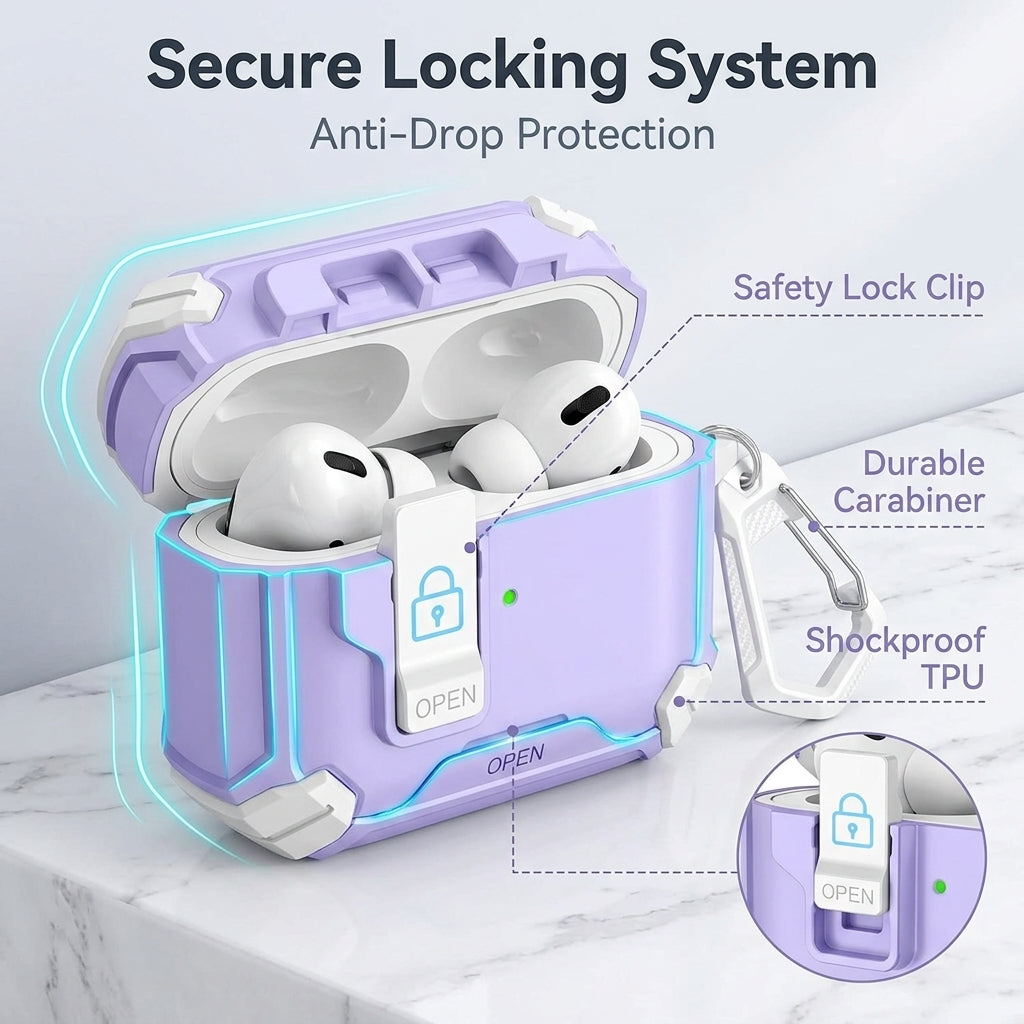 ZORBES® TPU Case Compatible with AirPods Pro 3 with Lock & Carabiner