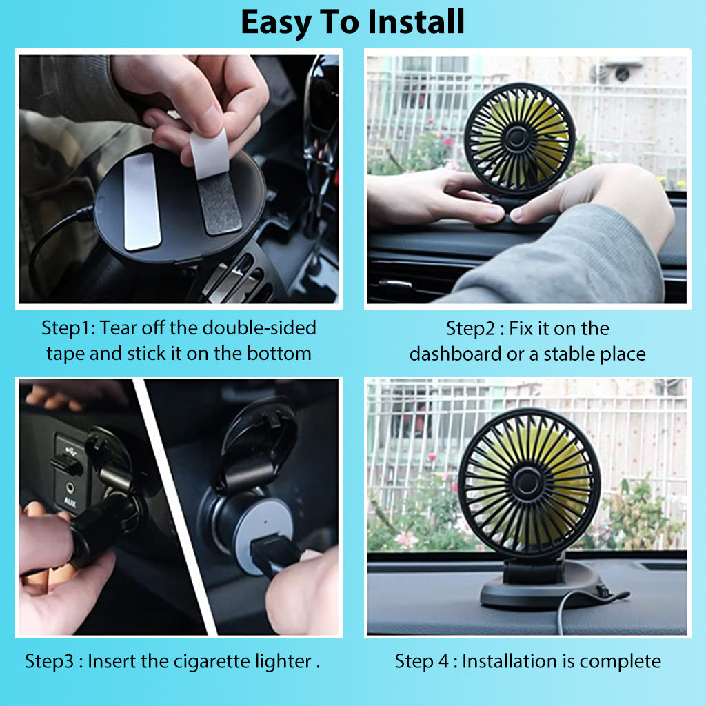 ZORBES® Car Fan Cigarette Lighter Powered Fan for 12V Vehicle360° Rotatable Car Use Fan Portable Car Fan for 12V Cars, SUV Trucks, Boats, Sightseeing Car