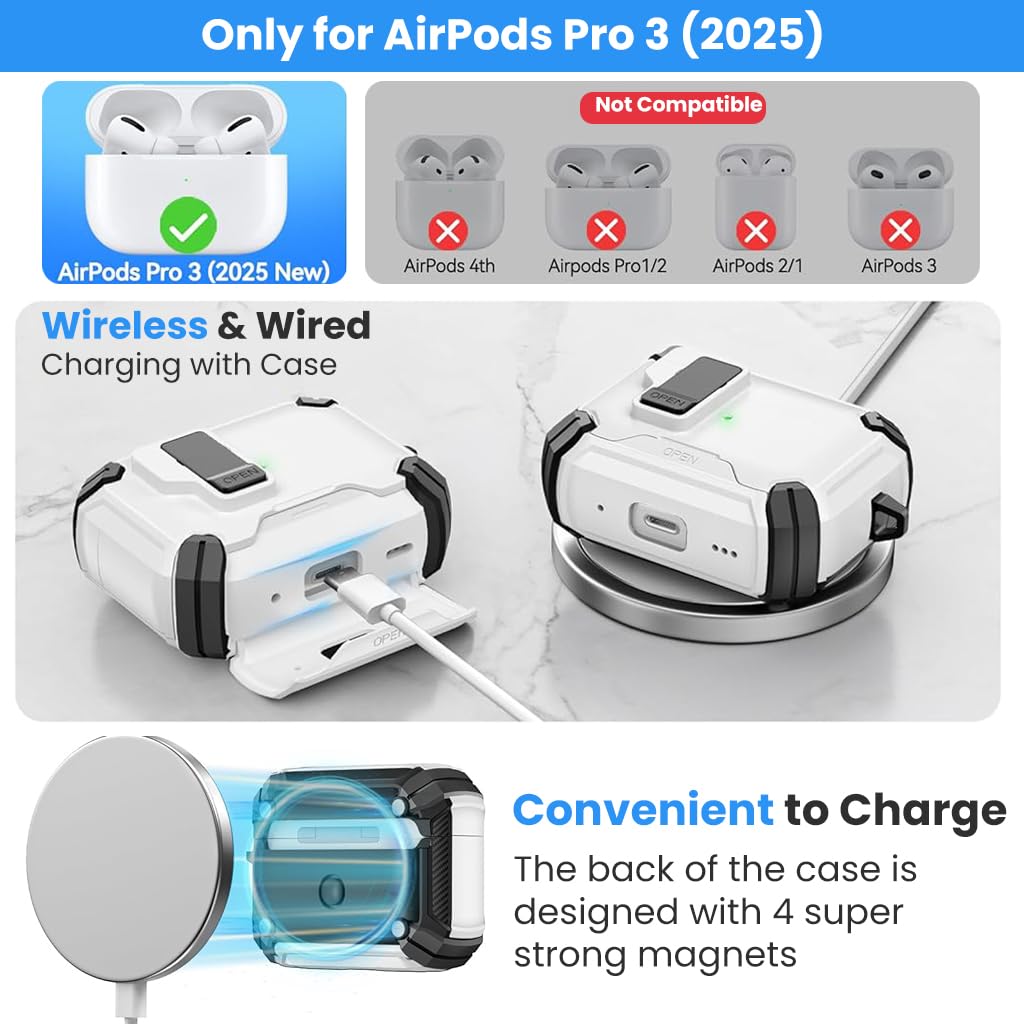 ZORBES® Tactical Case with Safety Lock for AirPods Pro 3