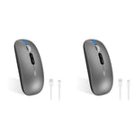 Verilux® Wireless Mouse Rechargeable Battery Level Visible 3 Modes 2.4G 3.0BT 5.0BT Bluetooth for Laptop 1600DPI Ergonomic Silent Mac PC iPad Grey 2PCS