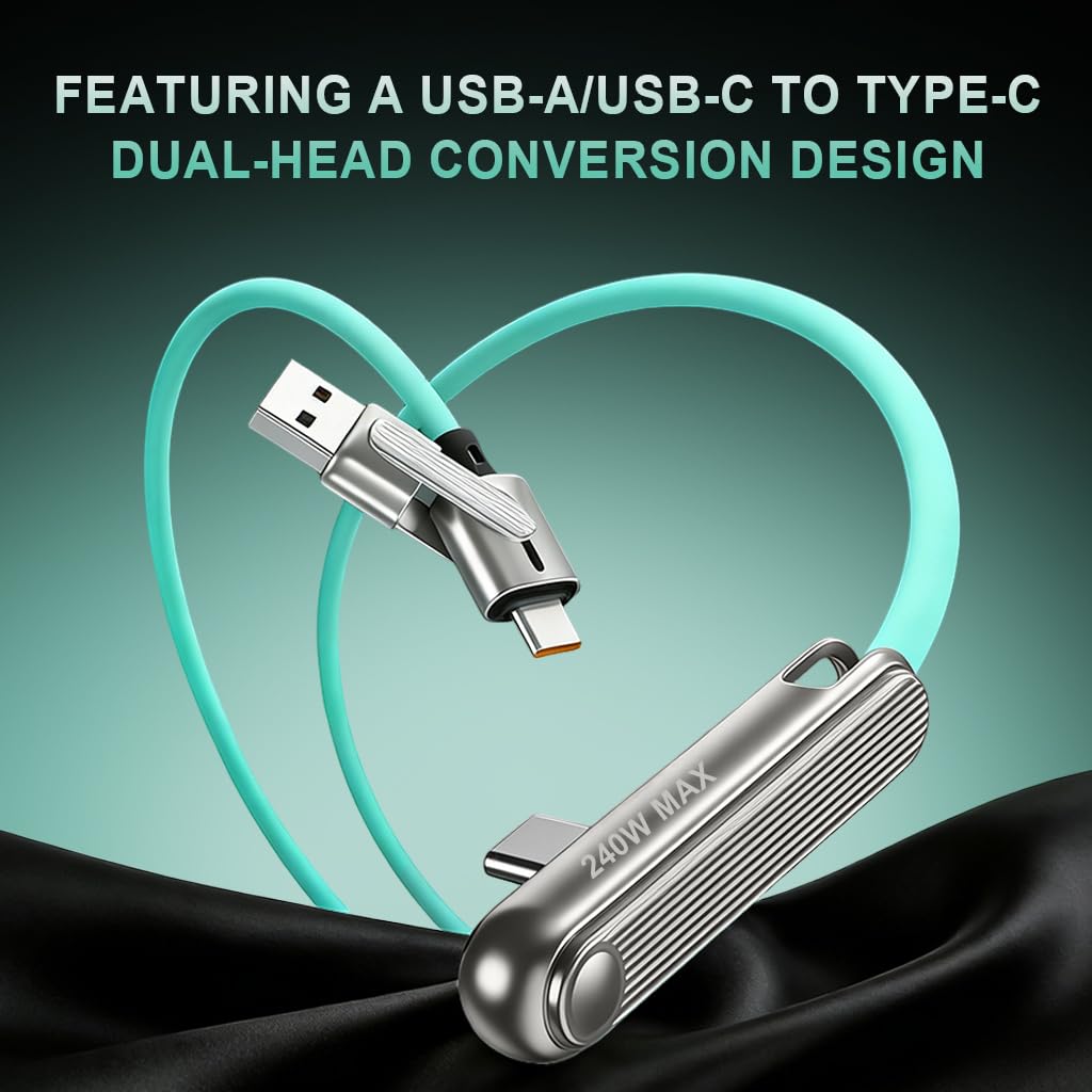 Verilux 240W PD L-Shape Fast Charging Cable with Built-in Stand