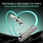Verilux 240W PD L-Shape Fast Charging Cable with Built-in Stand