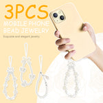 ZORBES® 3Pcs Chic Pearl Beaded Phone Charm Lanyard Flower Charm Bow Phone Loop String Phone Strap Phone Grip Lanyard Cute Girls Phone Charm Fashion Beaded Phone Chain Gifts for Girls.