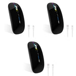 Verilux® Wireless Mouse Rechargeable Battery Level Visible Bluetooth 2.4G 3.0BT 5.0BT for Laptop 1600DPI Ergonomic Silent Compatible with iPad PC Mac Windows iOS Black 3 PCS