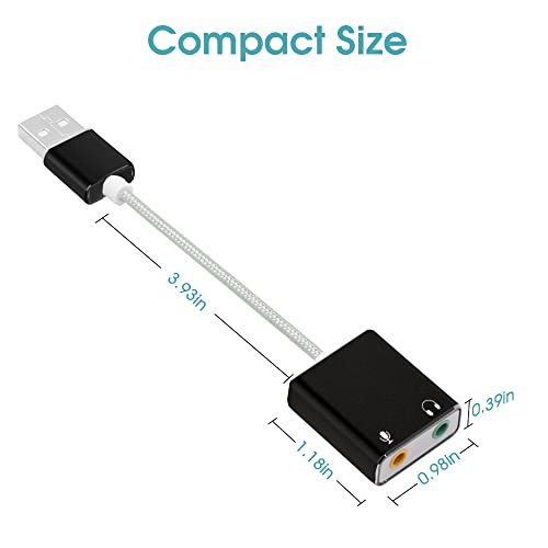 ZORBES® USB to 3.5mm Jack Audio Adapter, USB Sound Card with Headphone and Microphone Jack USB to Aux Converter for Windows and Mac, Linux, Compatible with PS5, PS4, Laptop Plug & Play No Drivers Need