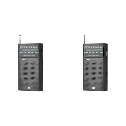 ZORBES® Portable HiFi AM FM Radio for Home Pocket Player Operated with Speaker and 3.5mm Headphone Jack Battery Powered Easy Operation Indoor Outdoor Emergency 2 PCS