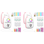 Zeitel® Mini Bluetooth Thermal Printer with LED Portable Label Inkfree for Android and iOS System Black on White with 13 Roll Paper 5 Color Pen 1 Kuromi Sticker Pink 2 PCS