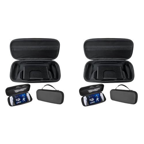 ZORBES® Polyurethane Carrying Case for PlayStation Portal Handheld Gaming Console Portable Hard Shell Storage Bag Travel Accessories Black 2 PCS