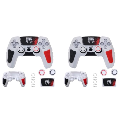 Verilux® PS5 Controller Cover Case Anti-Slip Sweat Proof Silicone Skin for DualSense Controller with Thumb Grip Caps Joystick Protectors Wrap Sticker 2PCS