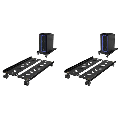 ZORBES® Adjustable Mobile CPU Stand with 4 Rolling Caster Wheels Ventilated Computer Tower Retractable Desktop PC Holder Under Desk Floor Cart Riser 2 PCS