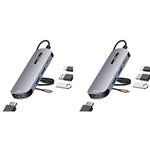 Verilux® USB C HUB 4 in 1 to HDMI Adapter with 4K 30Hz 2.0 3.0 Multiple Port Type for Laptop with PD 100W Data 20CM Long Cable MacBook Pro Air 2 PCS