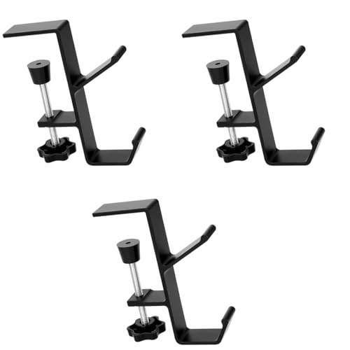 ZORBES® Underdesk Hook Hanger Metal Headphone Screw Mounted Aluminum Alloy Desk Dual Universal Adjustable Organizer for School Office 3 PCS