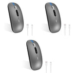 Verilux® Wireless Mouse Rechargeable Battery Level Visible 3 Modes 2.4G 3.0BT 5.0BT Bluetooth for Laptop 1600DPI Ergonomic Silent Mac PC iPad Grey 3PCS