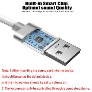 Verilux® USB Sound Card to 3.5mm Jack Audio Adapter External Stereo Splitter Converter for Windows Mac Linux Compatible with PS4 Headset Laptop PC