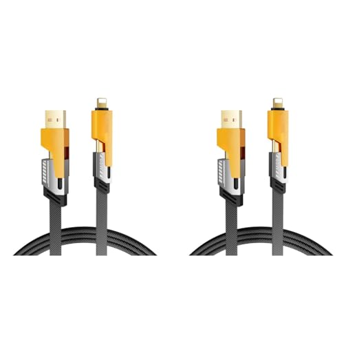 Verilux® 4 in 1 USB to Type C Cable 3.3Ft PD 65W Fast Charging Data Transfer Support Thunderbolt Light-ning Type A Equipment for iPhone 16 15 Galaxy S25 S24 MacBook iPad 2 PCS