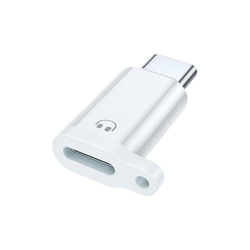 Verilux® Light-ning to C Earphone Converter With Lanyard Holes, Type C Male to Light-ning Female Aluminum Alloy Portable Audio Adapter for iPhone 16/15, Support Hands-free Calling, Volume Control