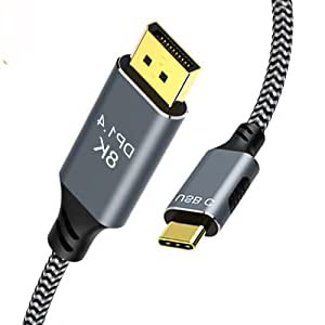 ZORBES® 6.6 Feet 8K 60hz UHD USB C to Display Port Cable USB C to DP Thunderbolt 3 to DP Cable Support 3D Stereo Imaging Technology USB-C to Mini Display Port Cable for USB-C Laptops Phones Tablets