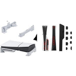 ZORBES® Desk Stand & 9Pcs Dust Plug Kit for PS5 Slim/Pro Console, Anti-Slip Horizontal Base, Silicone Dustproof Plug Protector, Game Accessories Combo for PlayStation 5 Digital/Ultra-HD