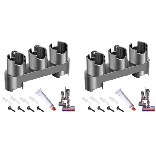 Verilux® ABS Accessory Holder Without Drilling for Dyson V6 V7 V8 V10 V11 Vacuum Cleaner Rack Wall Mounted Attachment Organizer Accessories Including Screws Nail-Free Glue Adapter 2PCS