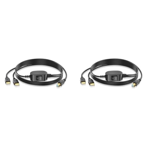 Verilux® 5FT Printer Cable with Switcher Dual USB to USB-B for Two Computers Nylon Gold Plated for HP Canon Dell Epson Lexmark Xerox Samsung and More 2PCS
