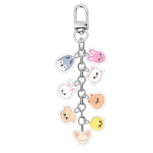 ZORBES® Cartoon Keychain for Kids, Stray Kids Keychain Cute Animal Pendant, Acrylic Double Sided Pattern SKZ Backpack Pendant
