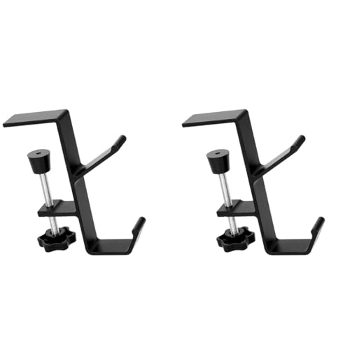 ZORBES® Underdesk Hook Hanger Metal Headphone Screw Mounted Aluminum Alloy Desk Dual-Hook Universal Adjustable Organizer for School Office 2 PCS
