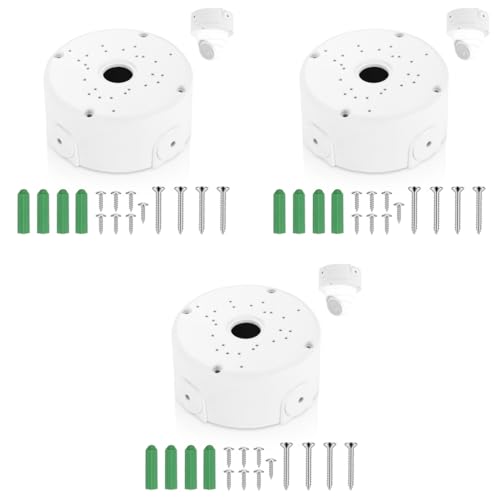 ZORBES® Waterproof Bullet Security Camera Mount Bracket with Metal Enclosure White ABS Junction Box Hides Cables for Outdoor CCTV Easy Install Fits IP POE Cams 3.94x1.89 In 3PCS
