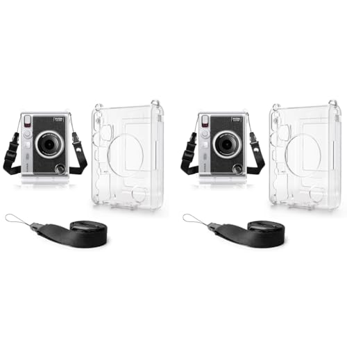 ZORBES® Clear Case for Fujifilm Instax Mini Evo PC Protective Polaroid Fuji Camera Fashion Transparent with Attachable Loop 2PCS