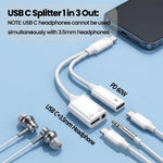 Verilux®3-in-1 Type C to 3.5mm Audio & Charger Adapter with PD 60W