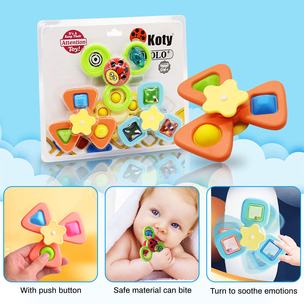 PATPAT® 3PCS Sensory Learning Toys for Toddlers Baby 6 Months+ Suction Cup Toy,Baby Bathtub Bath Toys, Birthday Gifts for Boys and Girls Baby Distraction Toys Gift Toy (Upgrade Edition)