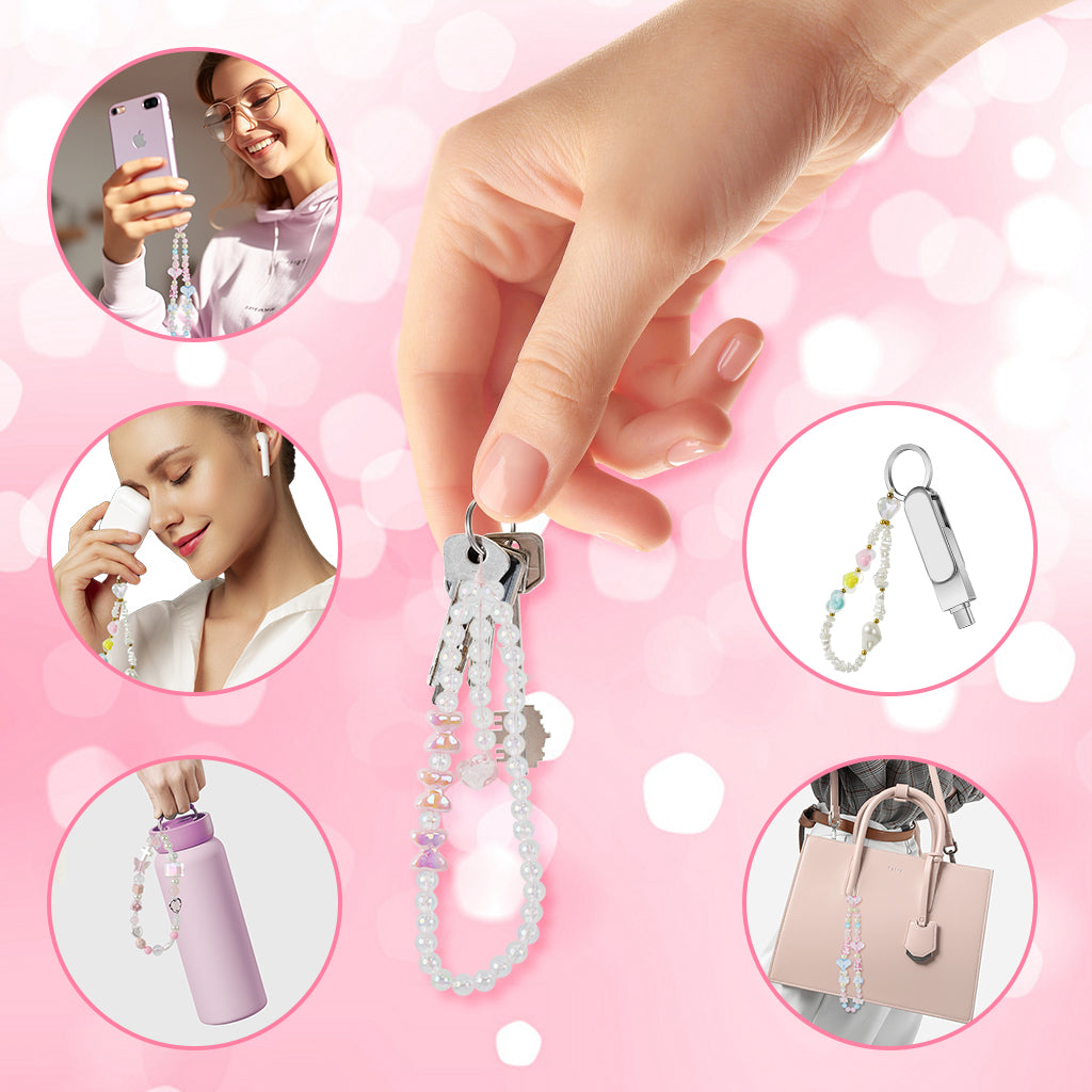 ZORBES® 4Pcs Beaded Phone Lanyard Phone Charms Assorted Fashion Colorful Acrylic Beaded Butterfly Heart-Shaped Phone Lanyard Charms Bag Chain Charms Gift for Girls Women