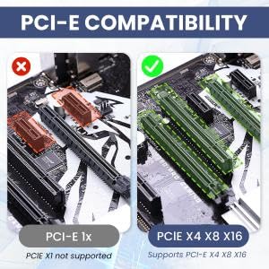 Verilux NVMe PCIe 4.0 Adapter for M.2 SSDs up to 4TB with Aluminum Heat Sink | PCIe X4 Slot Expansion