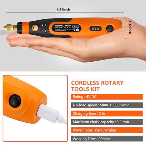 Verilux® 96PCS Mini Kit USB Rechargeable 3 Speed Small Drill for Craft Engraving Polishing Grinding Cleaning