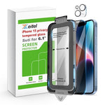 Zeitel® Privacy Screen Protector for iPhone 15 6.1 inches Tempered Glass Easiest 2-Step Installation Auto-Alignment HD Screen Protector Kit with 2 Pieces Screen Protectors and Accessories