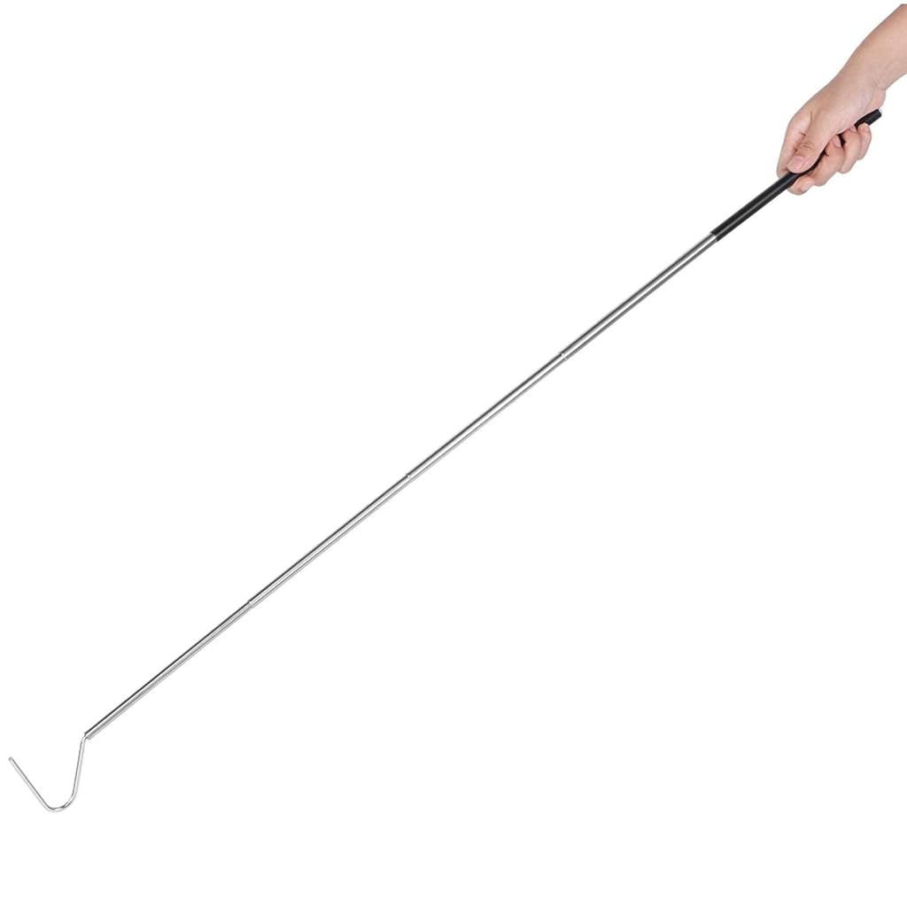 Optifit® 1M Retractable Hook Stick for Catching Handling Grabber Separate Small Objects, Stainless Steel Safe Catcher, Round Tip Catcher Tong Tool - verilux