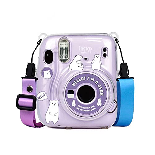 ZORBES® Instax Mini 11 Case Cover, Crystal Protective Camera Case for Fujifilm Instax Mini 11, with Flim Sheet Holder, Easy Install Shell Cover with Shoulder Strap for Intex Camera Mini 11 (case only