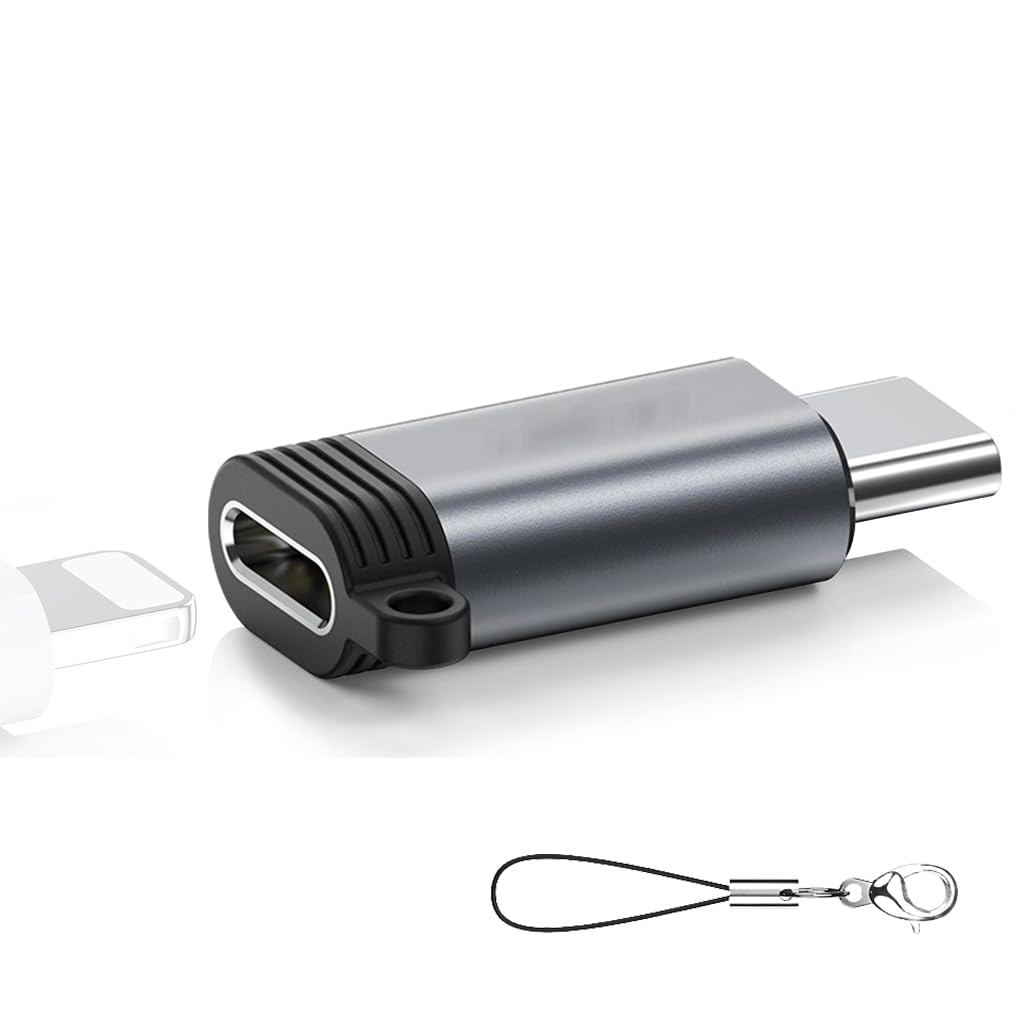 Verilux® Light-ning to C Converter, 18W Type C to Light-ning Connector, 480Mbps Type C Connector, Portable Light-ning to USB Adapter with Lanyard for i-Phone 16/16 Pro/16 Pro Max, Galaxy S24, iPad Air