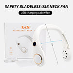 ZORBES® Portable Neck Fan, Personal Mini USB Bladeless Neck Fan, 3000mAh Neck Fan with 3-Speed, LED Battery Level Display, No Curly Hair Wearable Necklace for Camping Hiking Outdoor Travel (White)